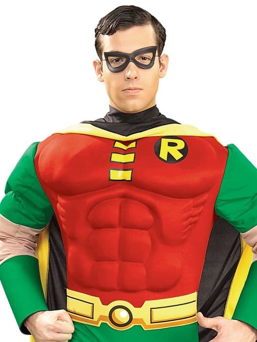 Lyx Robin Muscle 3D-dräkt - Vuxen storlek M - RUBIES - DC Comics Superhjältekostym