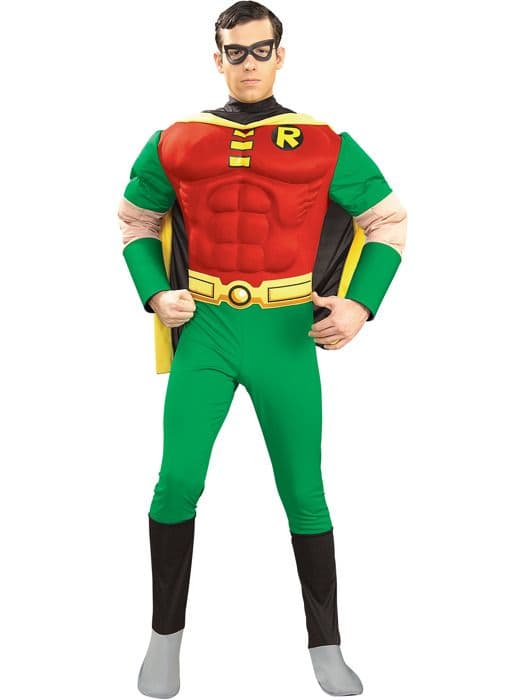 Lyx Robin Muscle 3D-dräkt - Vuxen storlek M - RUBIES - DC Comics Superhjältekostym