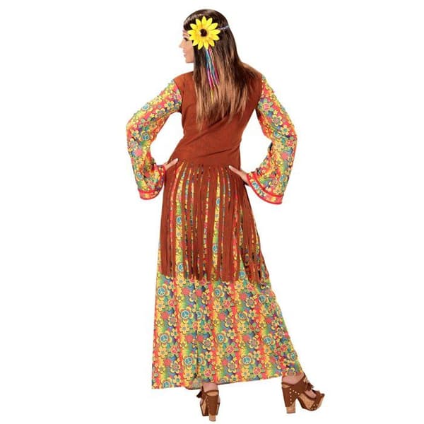 Lång hippiefransad klänningsdräkt för kvinnor