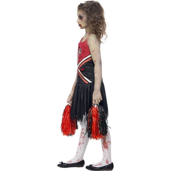 Pompom Girl Zombie Kostym - Smiffy's - Halloween Barn - Röd & svart - Tjej