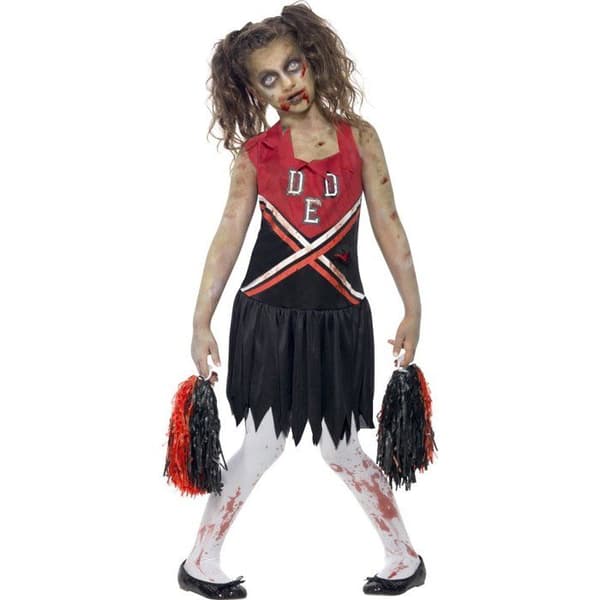 Pompom Girl Zombie Kostym - Smiffy's - Halloween Barn - Röd &amp; svart - Tjej