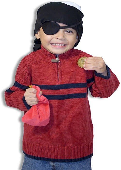 Piratkista i trä - MELISSA & DOUG - Med tillbehör och hemligt fack