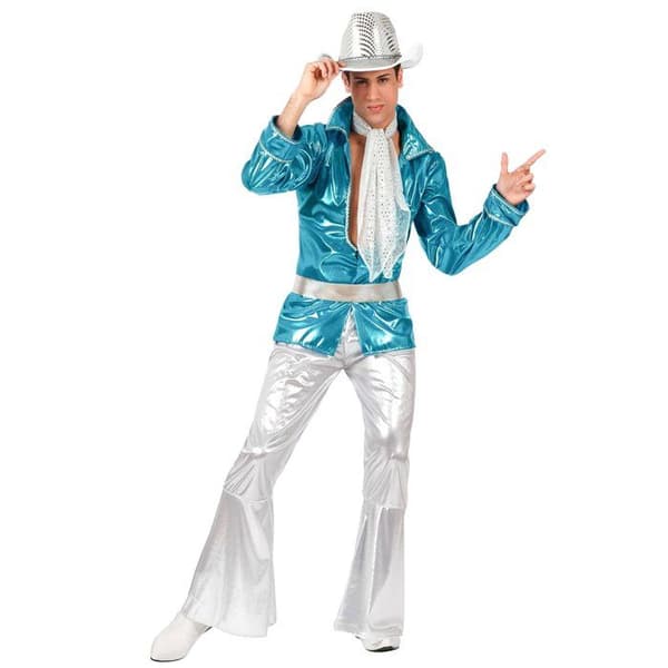 Blå Disco herrkostym