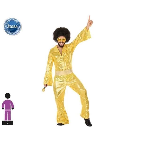 Discodräkt 1980 - Herr - Guldgul - ATOSA - Jumpsuit av Abba-typ - 1980-talskostym