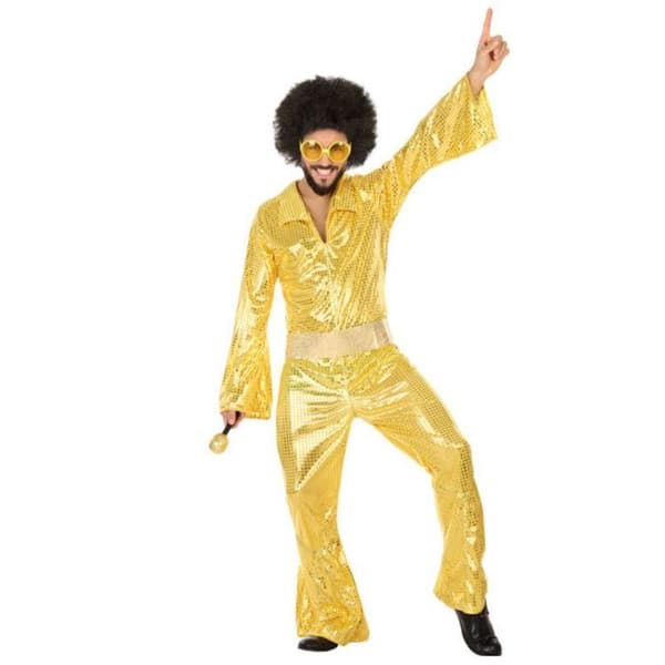 Discodräkt 1980 - Herr - Guldgul - ATOSA - Jumpsuit av Abba-typ - 1980-talskostym