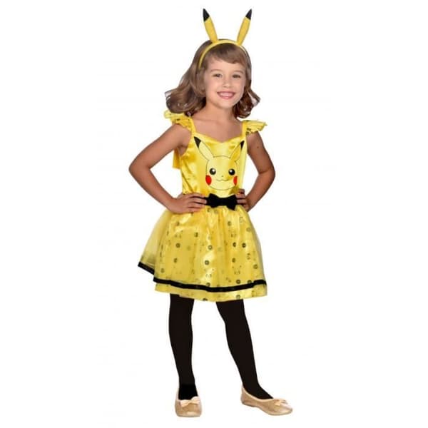 Pikachu Pokémon Kostym - Tjej - Gul polyesterklänning - Från 5 år