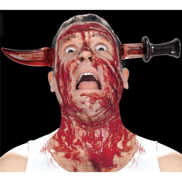 Bloody horror transskull knife - Förklädnadstillbehör - Blandat - Vuxen - Vit - Svart - Röd