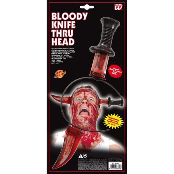 Bloody horror transskull knife - Förklädnadstillbehör - Blandat - Vuxen - Vit - Svart - Röd