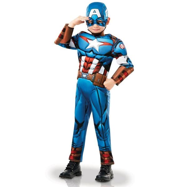 Captain America Boy Costume - Avengers - Fiction Character Model - Blåvit - Polyester