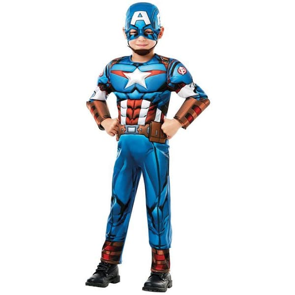Captain America Boy Costume - Avengers - Fiction Character Model - Blåvit - Polyester