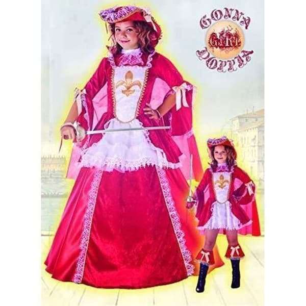 Ciao Lady Moschettiera Costume Bambina 2-in-1 (Taglia 9-11 Anni), Rosso/Bianco, Girl