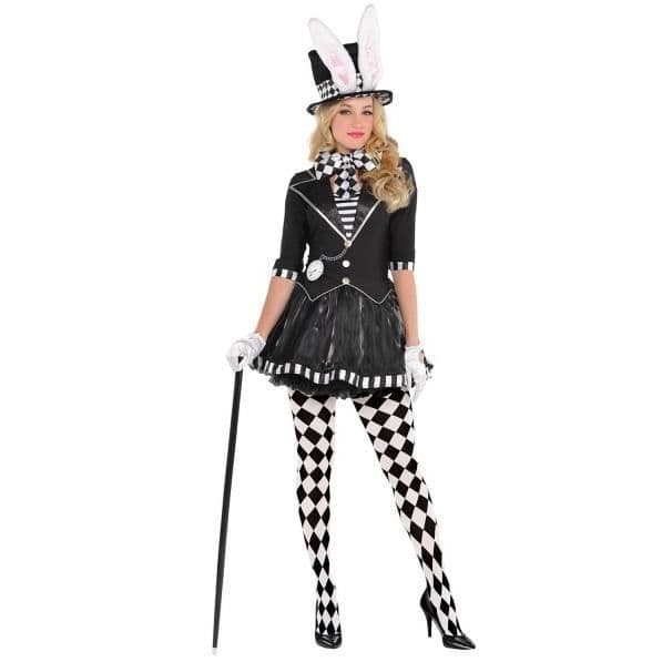 Mad Hatter-dräkt för kvinnor - AMSCAN - Svart/Vit - Polyester - Storlek S