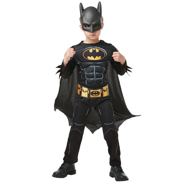 Batman 80 Kostym - RUBIER - Muskeleffekt - Kap och mask ingår