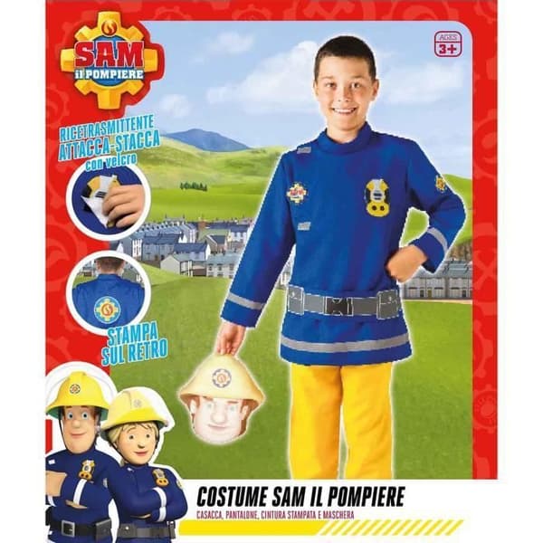 Brandman Sam kostym för pojkar - CIAO - Brandman Sam kostym - Storlek 5-7 år - Blå, gul