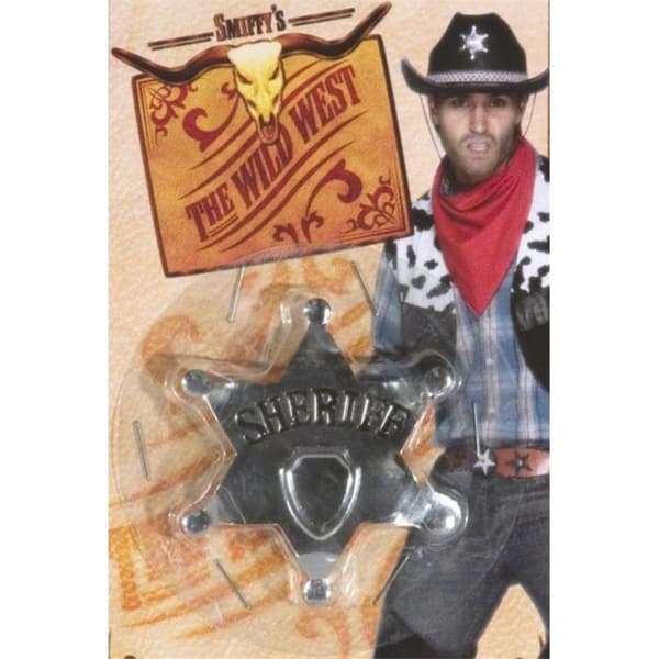 Sheriffstjärna i metall - SMIFFY'S - Cowboydräkttillbehör - Svart/Silver