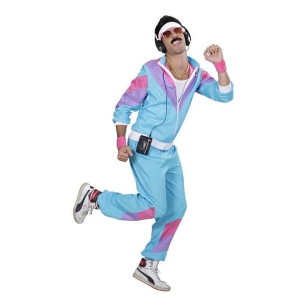 Kostym joggingdress - WIDMANN - 80-tal - Blå - Jacka och byxor - Vuxen XXL