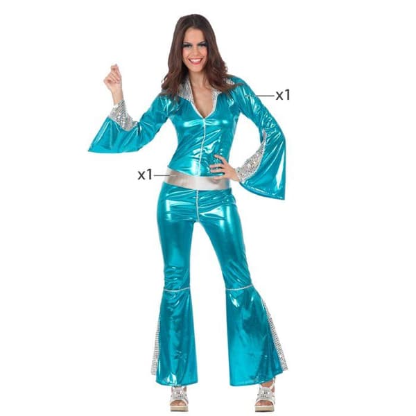 Disco Jumpsuit dam - Turkos - Vuxen - 100 % polyester