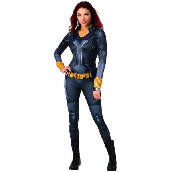 Black Widow-dräkt för kvinnor - Marvel - andra hudmodellen - svart och grått - guldbälte och manschetter