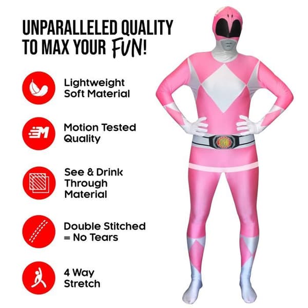 Morphsuitkostym Power Ranger Rosa, Halloweenkostym, Evenemang och Fester, XL
