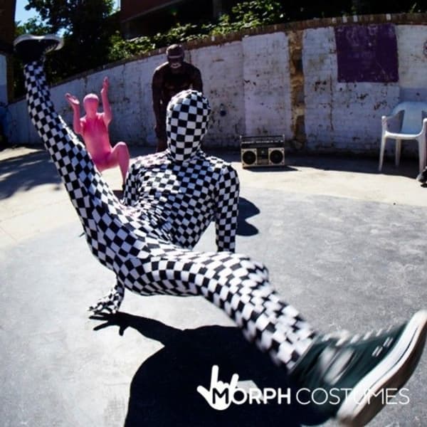 Morphsuits Kostym Svart och Vitt, Halloweenutklädnad för Vuxna, Unisex Festklädsel, L