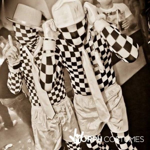 Morphsuits Kostym Svart och Vitt, Halloweenutklädnad för Vuxna, Unisex Festklädsel, L