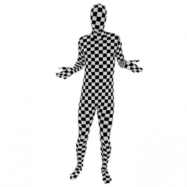 Morphsuits Kostym Svart och Vitt, Halloweenutklädnad för Vuxna, Unisex Festklädsel, L
