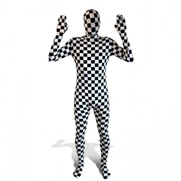 Morphsuits Kostym Svart och Vitt, Halloweenutklädnad för Vuxna, Unisex Festklädsel, L