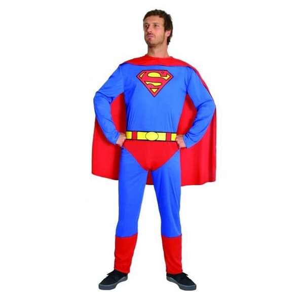 DC Comics Superman kostym för män i blå/röd polyester 3 st