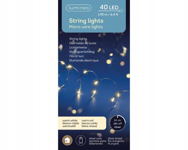 Jouluvalot mikro-LED lämmin valkoinen 1,95 m