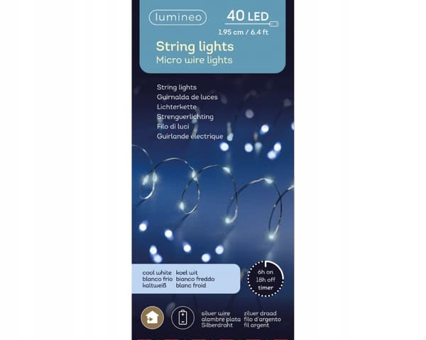Julelys mikro LED koldhvid 1,95 m