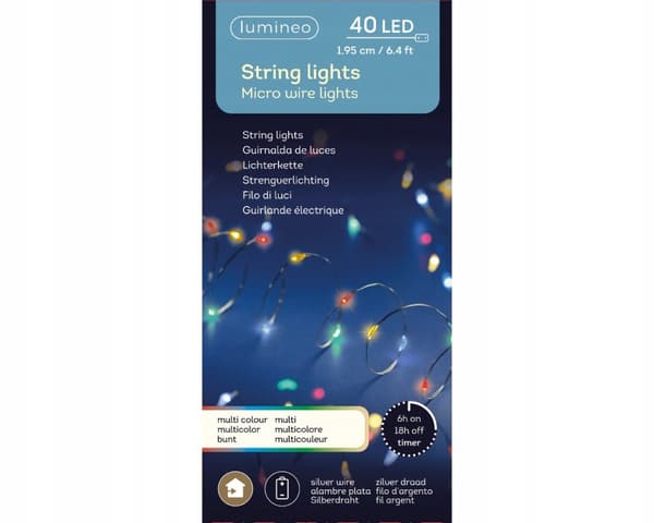 Jouluvalot mikro-LED värikkäät 1,95 m