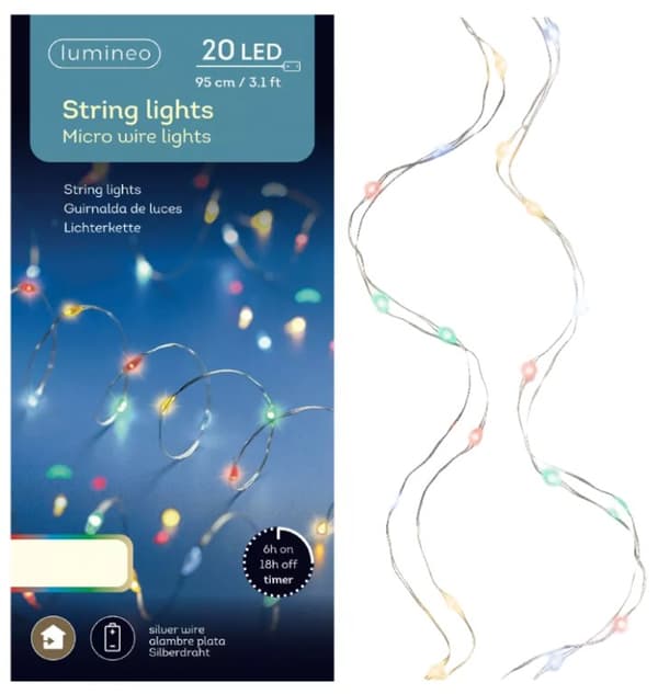 Värikkäät koristeelliset mikro-LED-valot 95 cm