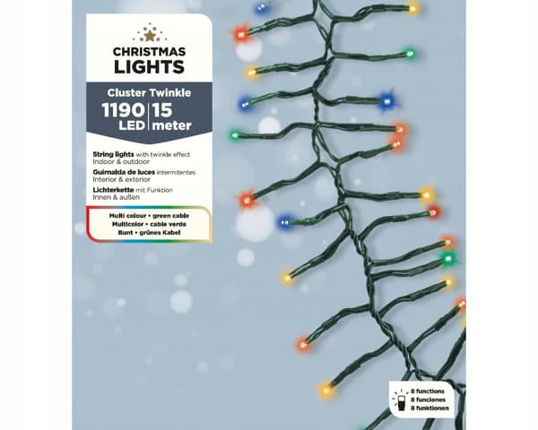 LED-joulukuusen valot värikkäät 15 m