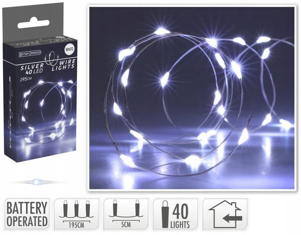 LED-lampor 195 cm batteridriven ljusslinga