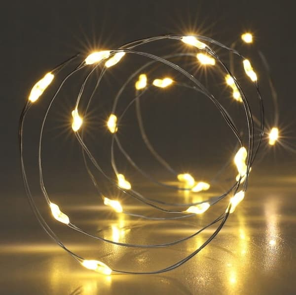 LED-valot 95 cm paristokäyttöinen valoketju, lämmin väri