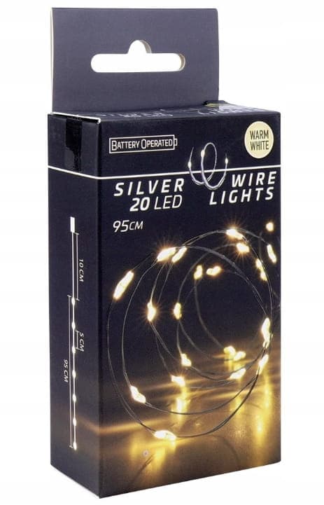 LED-valot 95 cm paristokäyttöinen valoketju, lämmin väri