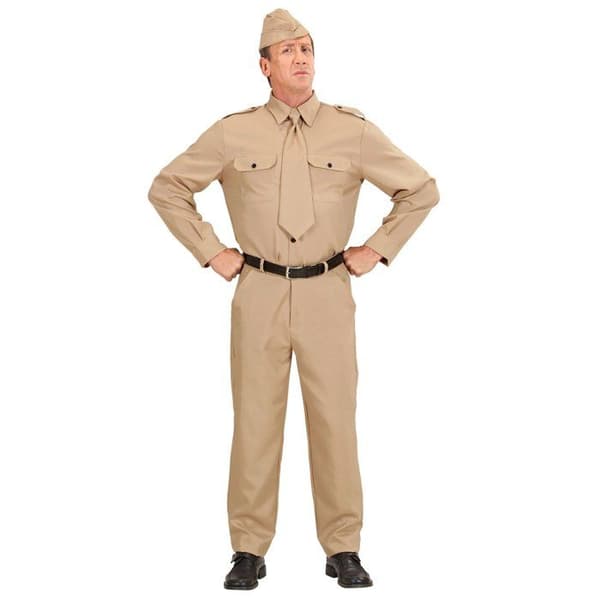 Vuxen amerikansk soldatdräkt - 211908 - Byxor, skjorta, slips, hatt
