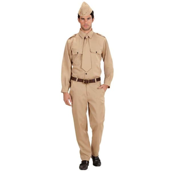 Vuxen amerikansk soldatdräkt - 211908 - Byxor, skjorta, slips, hatt