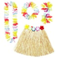 Miniatyrbild 3 av 3: Hawaiian kit - Naturlig - Raffia kjol, halsband, pannband och 2 armband - Vuxen kvinna - Inomhus
