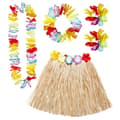Miniatyrbild 1 av 3: Hawaiian kit - Naturlig - Raffia kjol, halsband, pannband och 2 armband - Vuxen kvinna - Inomhus