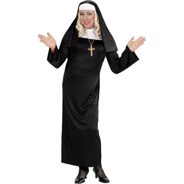 Vuxen religiös dräkt - Svart klänning med långa ärmar - Humoristisk dräkt för karneval eller fastelaven