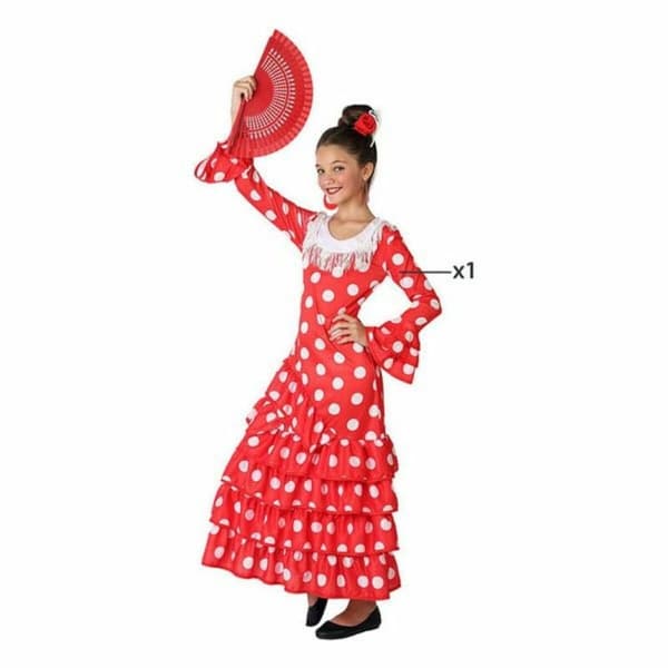 Kostume til børn Sevillana danser Rød - 3-4 år