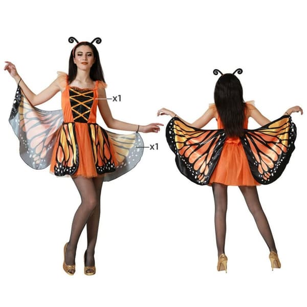 Kostume til voksne Orange Sommerfugl - M/L