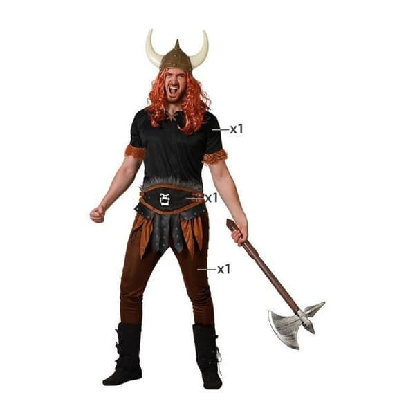 Viking Warrior herrkostym - ATOSA - Tunika, Byxor, Bälte - Brunt, Vuxen