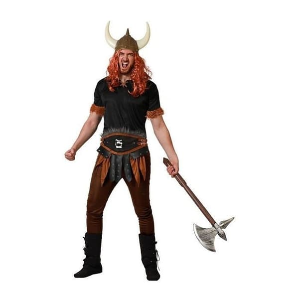 Viking Warrior herrkostym - ATOSA - Tunika, Byxor, Bälte - Brunt, Vuxen