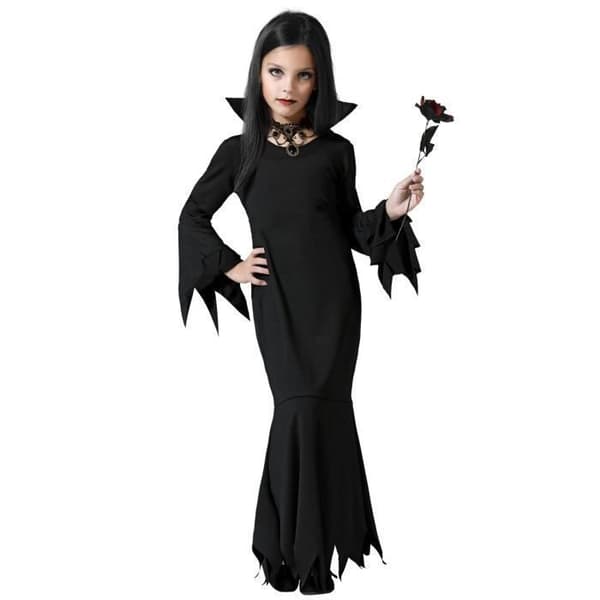 Morticia Ghost Girl Kostym - ANGEL TOMAS - Ålder 10 - Svart