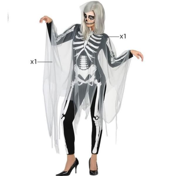 XL Skeleton Costume - Dam - Svart - Polyester