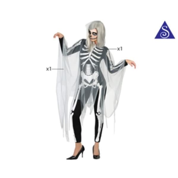 XL Skeleton Costume - Dam - Svart - Polyester