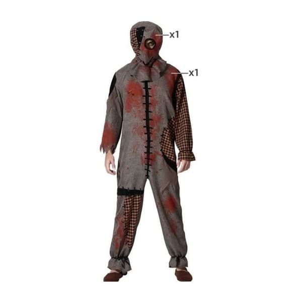 Däskostym Man Voodoo Docka - ATOSA - Halloween Kostym - Grå - Imitation lin och tartan