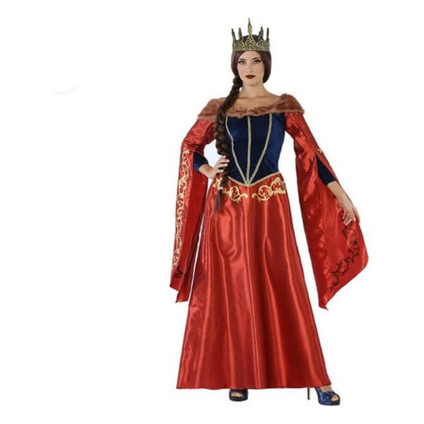 Kostume til voksne 113916 Rød Marineblå Middelalder dronning - M/L